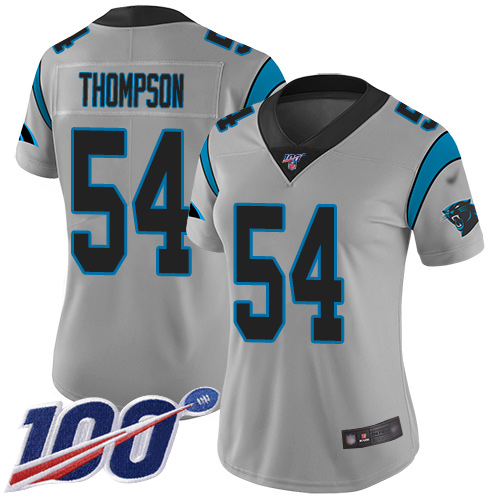Carolina Panthers Limited Silver Women Shaq Thompson Jersey NFL Football #54 100th Season Inverted Legend->women nfl jersey->Women Jersey